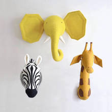 Zebra/elefante/girafa 3d cabeça animal montagem na parede crianças brinquedos de pelúcia sala de crianças decoração para casa acessórios presentes aniversário 2024 - compre barato