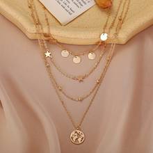 New Fashion Hollow Earth Pendant Necklaces For Women Multilevel Gold Original Five-pointed Star Chain Female Necklace Jewelry 2024 - buy cheap