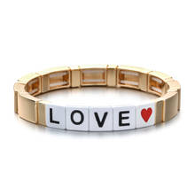 Cor de ouro esmalte tila pulseiras para mulher coração vermelho amor carta bangles boho moda dia dos namorados jóias pulseras 2021 2024 - compre barato