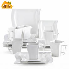 MALACASA-Juego de tazas y platillos de porcelana blanca, platos de postre, tazas de té de la tarde y platillos, Flora, 18 piezas 2024 - compra barato