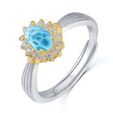 Модный дизайн 0.50ct Овальный Круглый браслет из Античная 925 стерлингового серебра камень кольцо с синим натуральным кольцо с ларимаром обручальное кольцо 2024 - купить недорого
