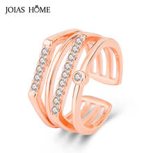 JoiasHome Rose Gold Color Silver 925 Ring for Women Trendy Opening adjustable Fine Jewelry Female Accessory for Party Wholesale 2024 - buy cheap