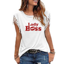 Camiseta con estampado para mujer, blusa divertida informal de algodón para mujer, ropa 2019 2024 - compra barato