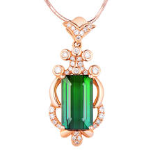 Green crystal Emerald gemstones pendant necklaces for women 18k rose gold tone choker chain diamond vintage jewelry bijoux bague 2024 - buy cheap