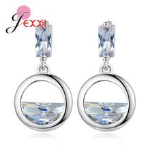 Novo cristal austríaco brincos de gota redonda para o casamento feminino jóias 925 prata esterlina piercing balançar brinco acessórios 2024 - compre barato