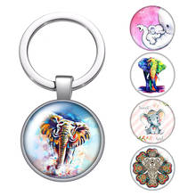 Llaveros con diseño de elefante para hombre y mujer, llaveros con diseño de dibujos animados, cabujón de cristal, bolsa para llaves de coche, soporte plateado, regalos 2024 - compra barato