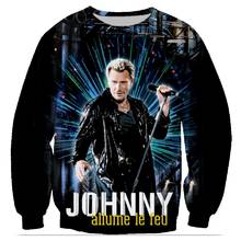 Impressão 3d sweatshirts johnny hallyday rock harajuku homens pulôver hoodies manga longa crewneck streetwear roupas com capuz sudaderas 2024 - compre barato