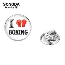 Boxing Club Brooch Collar Pin Gym Sports Boxing Glove Art Picture Glass Cabochon Stainless Steel Pins Brooches Icons Badges Gift 2024 - buy cheap