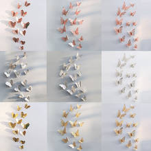 12pcs/set Hollow 3D Butterfly Wall Sticker for Wedding Decoration living room window Home Decor Gold silver Butterflies stickers 2024 - buy cheap