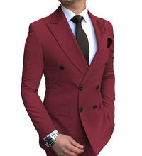 Chaqueta de traje para hombre, blazer entallado de doble botonadura con solapa de muesca, para novio, 1 pieza, 2020 2024 - compra barato