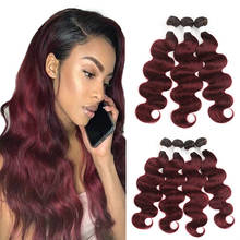 T1B/99J RedWine Human Hair Bundles Brazilian Body Wave Ombre Human Hair Weave Bundles SOKU 3/4 PCS Non-Remy Hair Extension 2024 - buy cheap