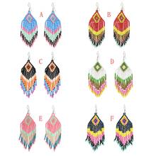 Earrings Tassel Boho Hand-woven Tribal Resin Beaded Long Earrings For Women's Party Boho Ethnic Jewelry. 2024 - buy cheap