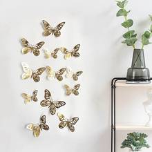 12 Pcs/Set Luxury Gold 3D Wall Stickers Hollow Butterfly for Kids Rooms Wall Decor DIY Mariposas Fridge stickers Room Decoration 2024 - buy cheap
