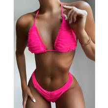 High Waist Bikini 2020 Sexy pink Swimwear Women Swimsuit High Leg Bandeau Bikinis Set Swimming for Bathing Suit Woman Swimsuits 2024 - buy cheap