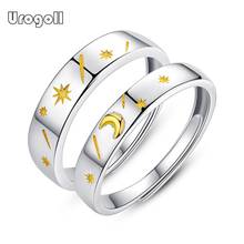 Pure 925 Sterling Silver Star & Moon Couple Rings For Women Men Romantic Wedding Engagement Anniversary Party  Noble Ring Gifts 2024 - buy cheap