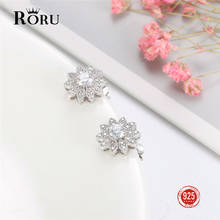 Silver 925 Snowflake Earrings Dazzling Cubic Zircon Stud Earrings for Women Wedding 925 Sterling Silver Jewelry Gift 2024 - buy cheap