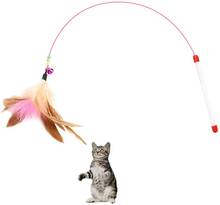 Игрушка для кошек, стальная проволока, перо, Интерактивная палочка для кошек, игрушки для котят, палочка с бусинами, колокольчики, забавные игрушки для котят, товары для домашних животных 2024 - купить недорого