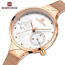 Naviforce relógio feminino ouro rosa, relógio de pulso feminino impermeável luxuoso dourado 2024 - compre barato