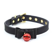 Leather adjustable Neck Collar Bells ring Slave lock Role Play bondage BDSM Game couple sex toy for male female lover 2024 - buy cheap