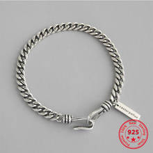 Korean Version Of S925 Sterling Silver Bracelet Cold Wind Retro Chain Tag Bracelet Male Female Couple Wild Silver Chain Ornament 2024 - buy cheap