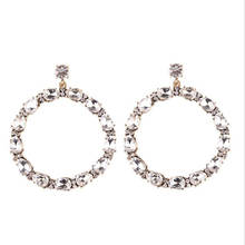 Fashion Big Circle Drop Rhinestones Earrings Brief Personality Tassel Long Design Sparkling Crystal Earrings Female Earrings 2024 - buy cheap