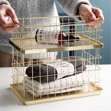 Ins Rose Golden Metal Storage Basket Scandinavian Cosmetics Organizer Basket Seasoning Sundries Finishing Iron BasketIns Rose Go 2024 - buy cheap