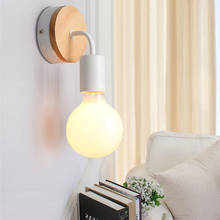 Nordic handmead Wood Wall Lamp Modern Sconce Home Bedroom Light Fixture Retro Wall Light Decor Dedside Lamp Black White 1/2 PCS 2024 - buy cheap