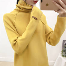 High Quality Turtleneck Sweater Women Autumn Winter thick Pullover Solid Knitted Sweater Female oversized pile collar Sweater 2024 - buy cheap