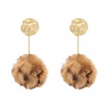 Badu Mink Fur Drop Earrings for Women Hairball Metal Golden Earrings Artificial Rabbit Fur Dangle Earring 2020 Fashion Jewelry 2024 - buy cheap