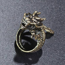 Fashion Gold Silver Men Ring Exaggerated Spirit Dragon Ring Personality Adjustable Split Ring Punk Hip Hop Male Female Jewelry 2024 - buy cheap