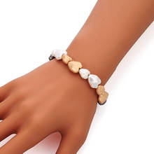 Waved Geometric Heart Beads Bracelet For Women Irregular Gold Black Bead Elastic Bracelet Statement Bangle Fashion Jewelry 2021 2024 - buy cheap