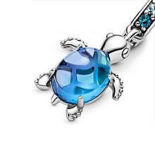 Authentic 925 Sterling Silver Blue Glass Bead Turtle Bead Fit Original Design Bracelets  Charm Dangle DIY  Jewelry Making 2024 - buy cheap