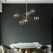 Lámpara LED de estilo nórdico para decoración del hogar, candelabro de bolas de cristal de varias cabezas, creativa, para sala de estar y comedor 2024 - compra barato