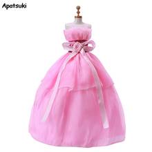 1 PC Pink Doll Dress With Bowknot Dolls Clothes For Barbie Outfits Pretty Party Dresses Wedding Gown For Kids Dollhouse DIY Toy 2024 - buy cheap