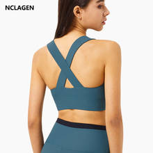 NCLAGEN-Sujetador de Yoga con espalda cruzada para mujer, Top deportivo Sexy de alto impacto, ropa interior elástica de realce para entrenamiento, chaleco para correr y Fitness 2024 - compra barato