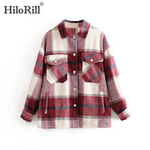 HiloRill Plaid Women Jacket Spring Turn Down Collar Casual Coat Outwear Female Batwing Long Sleeve Plus Size Tops Ropa Mujer 2024 - buy cheap