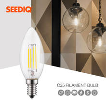Seediq e14 conduziu a lâmpada da vela da lâmpada 2w 4w 6 220v 240v e12 c35 edison filamento do vintage pode ser escurecido conduziu a lâmpada para a iluminação do candelabro 2024 - compre barato