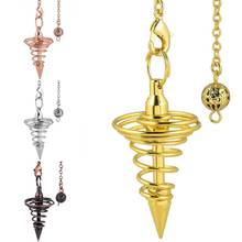 SUNYIK Reiki-péndulo de pirámide de resorte en espiral de Metal para adivinación, joyería de Reiki de Color dorado/plateado/latón/oro rosa 2024 - compra barato