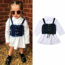 2019 New Autumn Clothes Baby Girl Dress Long Sleeve Sling Shirt Denim Vest Dress Sunsuit Clothes 2024 - buy cheap