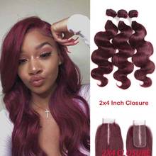 Brazilian Hair Body Wave 2/3 Bundles With Closure Wavy Human Hair Bundles With Closure Lace Closure Remy Human Hair Extension 2024 - buy cheap