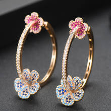 GODKI Jimbora Charms Shiny Round Flowers Luxury Hoop Earrings Statement Accessories for Women Wedding Jewelry Top Qualiy New 2024 - buy cheap