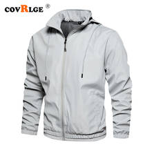 Новая стильная мужская куртка Covrlge, весна-осень, повседневная однотонная универсальная тонкая мужская толстовка с капюшоном, уличная одежда MWJ218 2024 - купить недорого