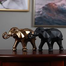 Абстрактная Геометрическая статуя слона, статуэтка диких животных, искусства, скульптуры, ремесла из смолы, аксессуары для украшения дома R338 2024 - купить недорого