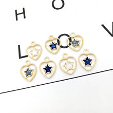 10pcs/lot Fashion Gold Color Tone Heart Star Enamel Charm Pendants 19*22mm Alloy Charm Jewelry Making 2024 - buy cheap