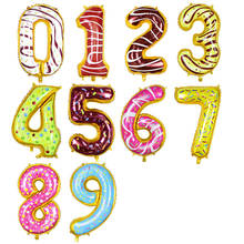 32inch Donut Number Foil Balloon Girl Donut Candy Theme Birthday Number Balloon For Baby Showr 1st Birthday Party Decor Kids Toy 2024 - buy cheap