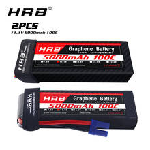 Bateria de grafeno 11.1v 5000mah 3s lipo, 2 pçs, hrb, tomada xt90, para helicóptero, avião, drone, barco, caminhão, quadricóptero 2024 - compre barato