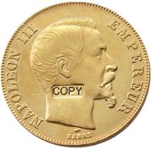 Moneda decorativa chapada en oro, copia de Francia, 1855 -1859, a-b, 50 franjas 2024 - compra barato