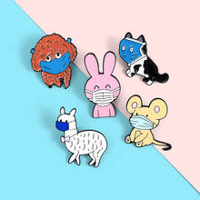 Funny Animals Enamel Pin Custom Cat Dog Rabbit Rat Alpaca Brooches Bag Lapel Pin Cartoon Badge Jewelry for Kids Friends 2024 - buy cheap
