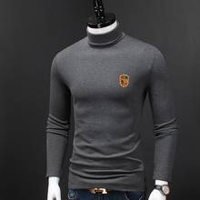 Camiseta de manga larga con cuello de tortuga para hombre, Camisa de algodón elástico cálido con bordado de abeja, de Modal, a la moda, para Otoño e Invierno 2024 - compra barato