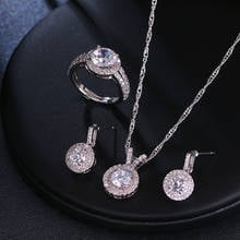 Bettyue-pendientes de forma redonda con circonita cúbica para mujer, conjunto de joyería Noble blanca, collar y anillo a elegir 2024 - compra barato